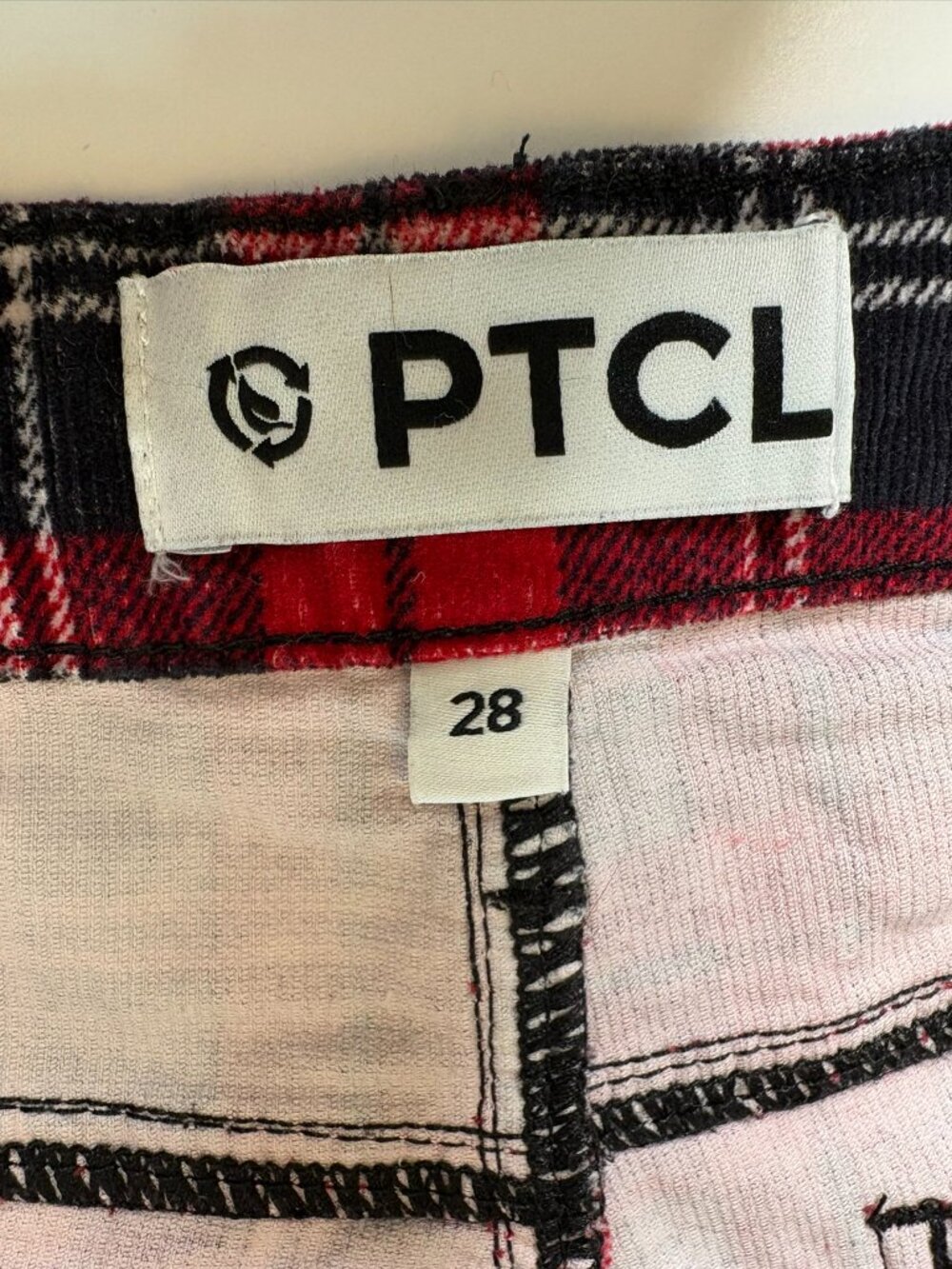 PTCL High Waist Wide Leg Plaid Pants Red Size 28 - Picture 10 of 14